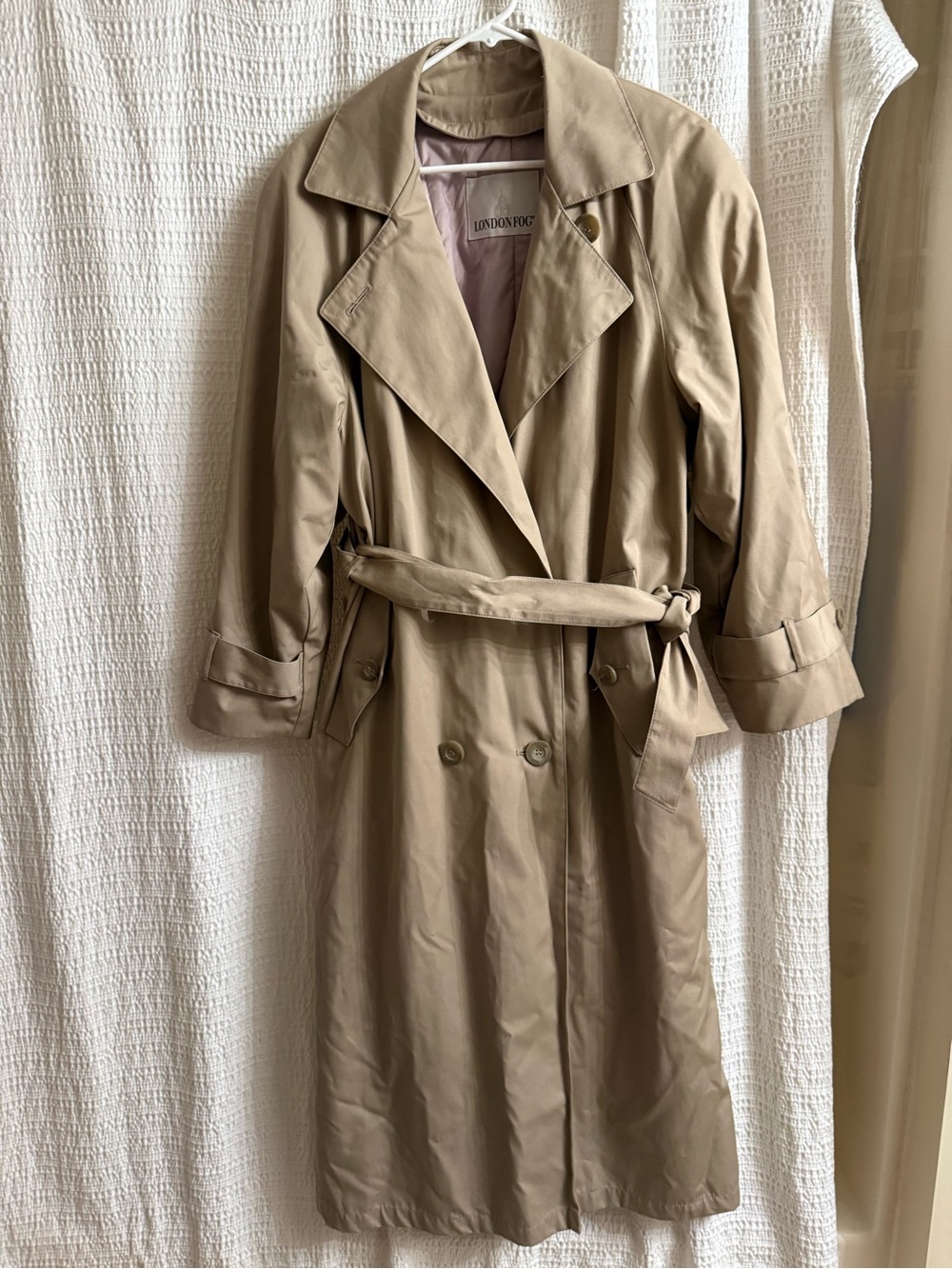 Vintage 1980s London Fog Trench Coat Women’s 12 Khaki Belted Zip Out Liner